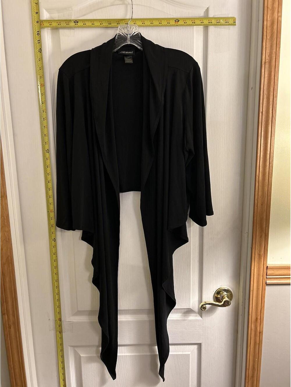Lane Bryant Womens Jersey Cardigan Sz 18/20 Black Poly Blend Stretch